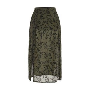 8456 Plus Size Skirts High Waist Split Side Sheer Mesh A Line Long Skirt